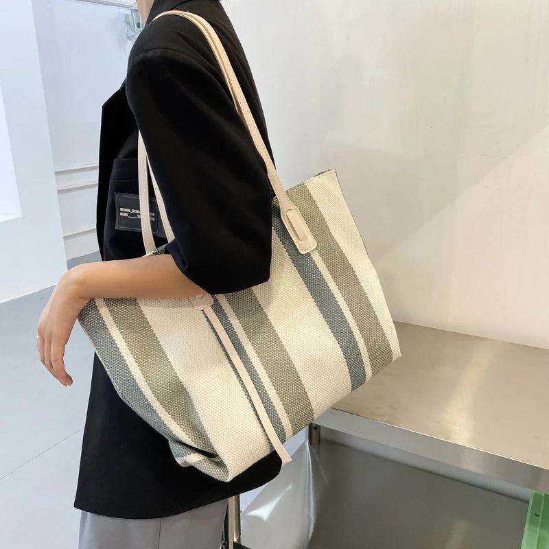 Women Shoulder Bags Zipper Canvas Totes Office Ladies Handbag Ulzzang