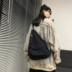 Vintage Canvas Cross-body Bag Washed Retro Large Capacity Satchel Harajuku