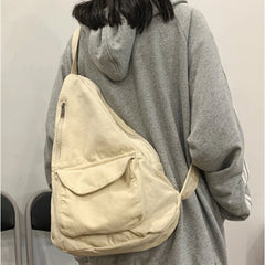 Vintage Canvas Cross-body Bag Washed Retro Large Capacity Satchel Harajuku