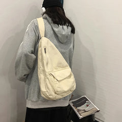 Vintage Canvas Cross-body Bag Washed Retro Large Capacity Satchel Harajuku