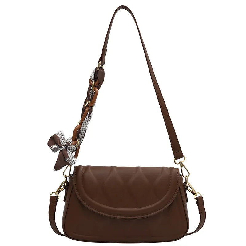 Vintage Flap Purses Underarm Tote with Silk Scarves