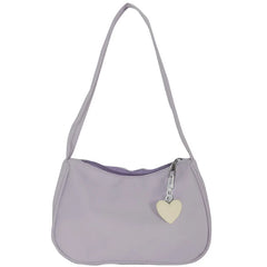 Vintage Heart Pendant Underarm Bag Zipper Dumpling Bag Female Handbag