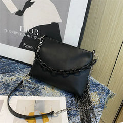 Vintage Cross-body Chain Handbags PU Texture Totes Large Capacity