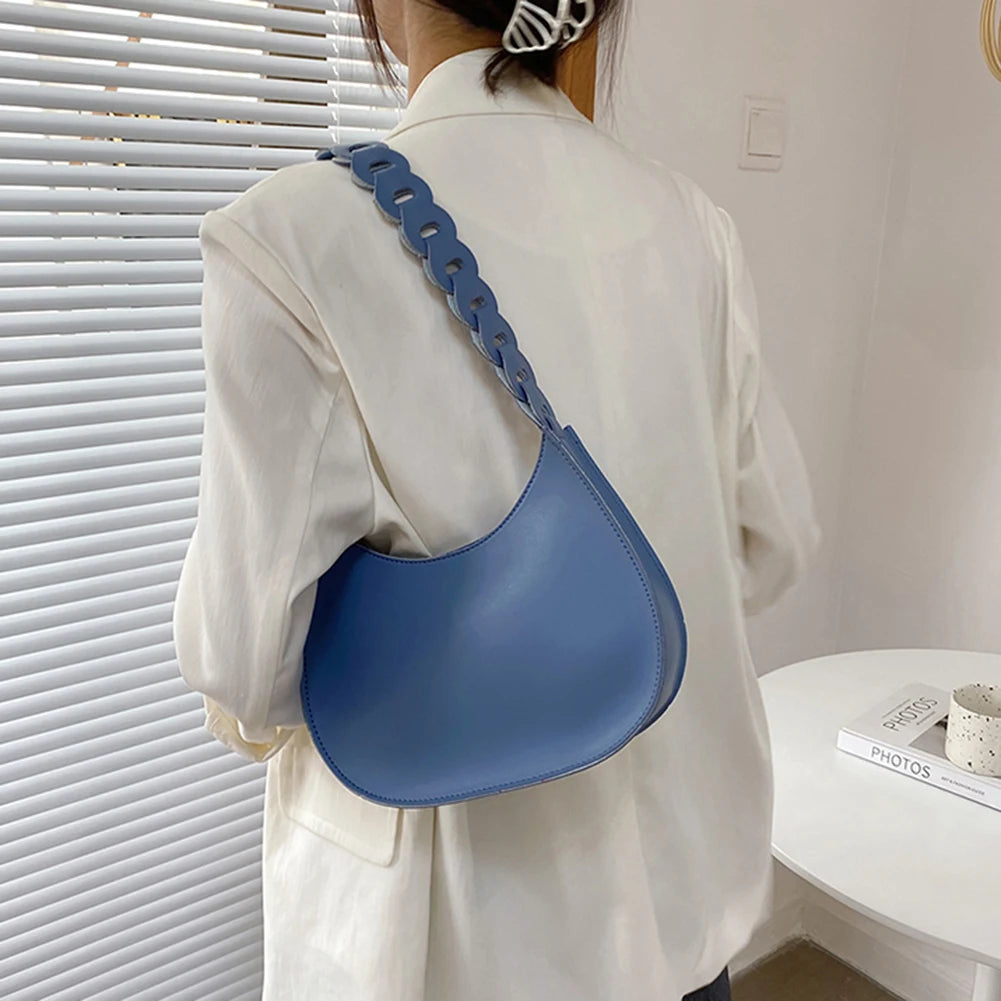 Weaving Handle Shoulder Purses Solid Handbag Women Shopping Bags