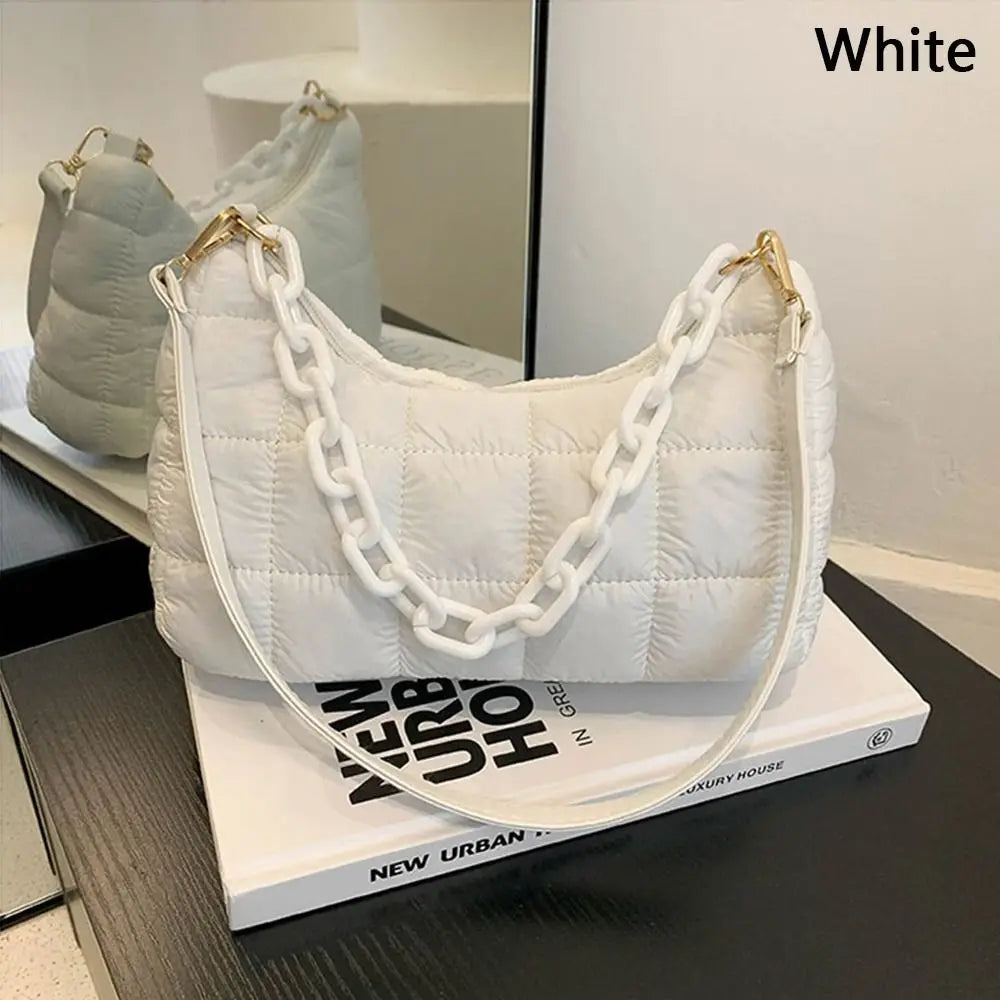 Winter Warm Chain Handbags Down Cotton Padded Quilted Shoulder Bags