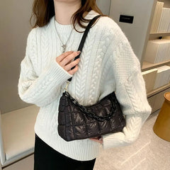 Winter Warm Chain Handbags Down Cotton Padded Quilted Shoulder Bags