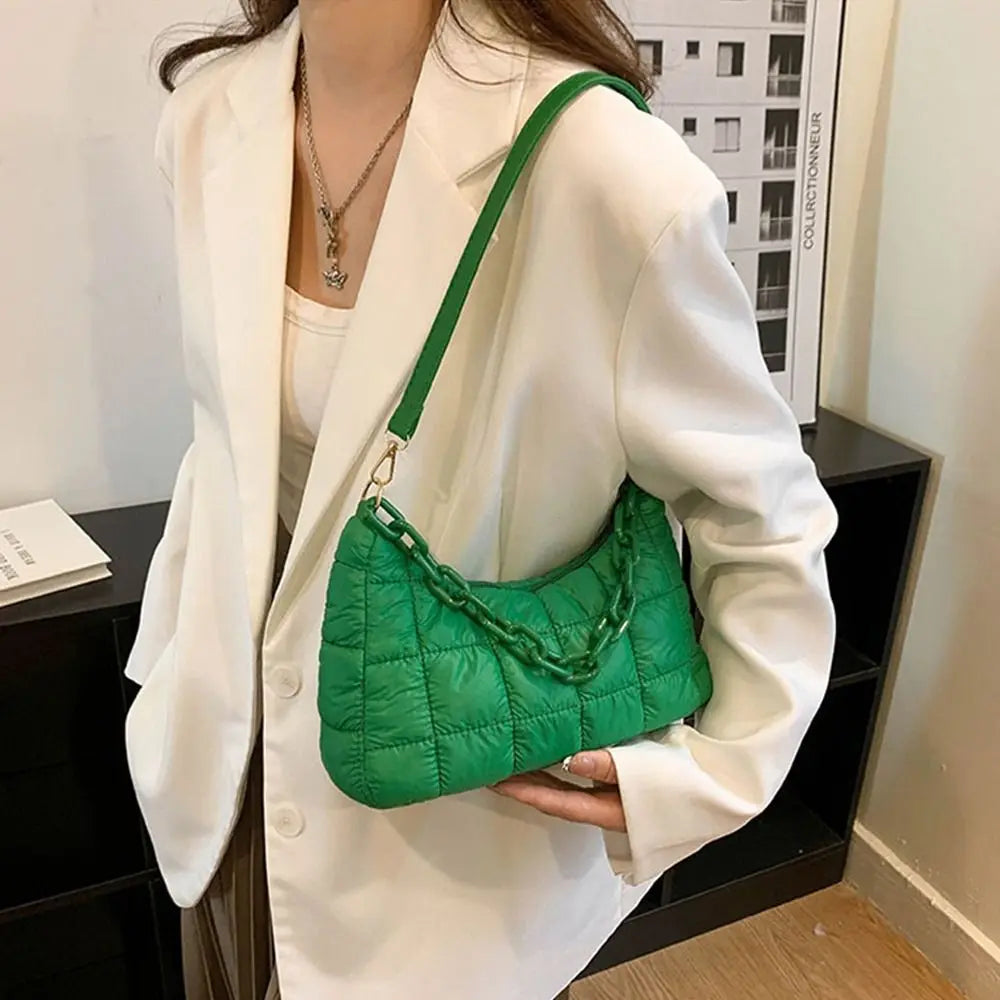 Winter Warm Chain Handbags Down Cotton Padded Quilted Shoulder Bags