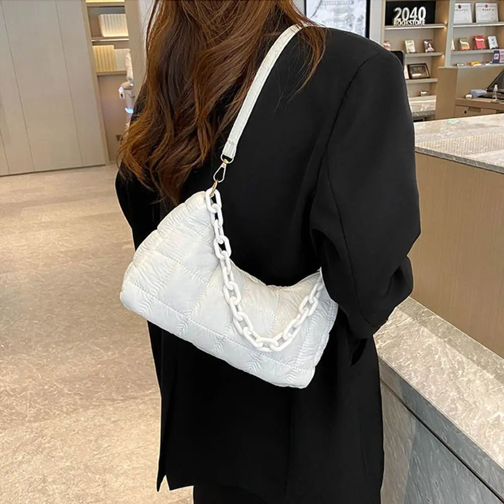 Winter Warm Chain Handbags Down Cotton Padded Quilted Shoulder Bags