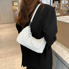 Winter Warm Chain Handbags Down Cotton Padded Quilted Shoulder Bags