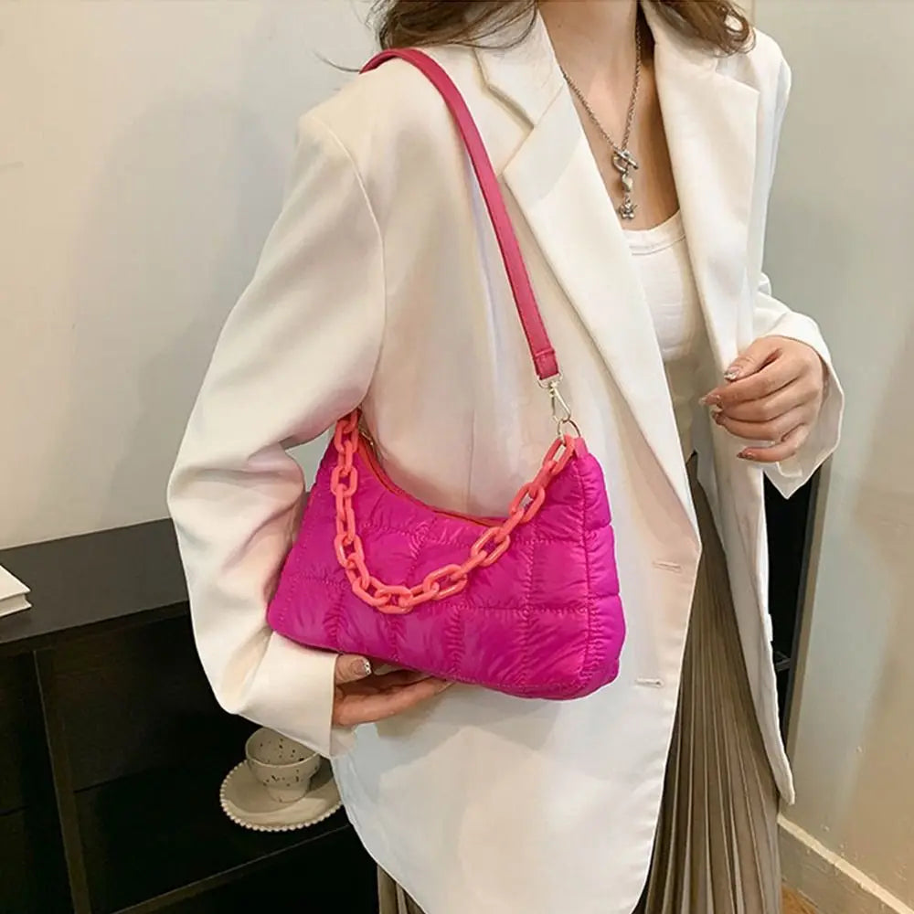 Winter Warm Chain Handbags Down Cotton Padded Quilted Shoulder Bags