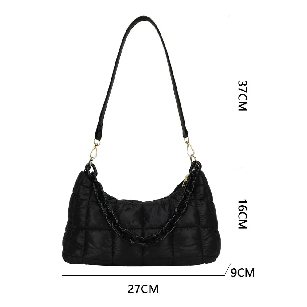Winter Warm Chain Handbags Down Cotton Padded Quilted Shoulder Bags