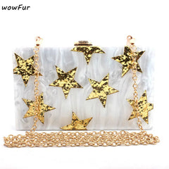 Acrylic Star Box Clutch Purse Chain Shoulder Bag