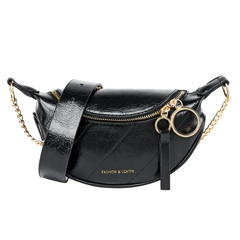 Women Shoulder Bags with Metal Chain Leather Lady Crossbody Bag