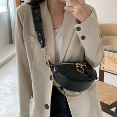 Women Shoulder Bags with Metal Chain Leather Lady Crossbody Bag