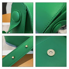 Small Leather Crossbody Bag Solid Flap Pocket Daily Purse