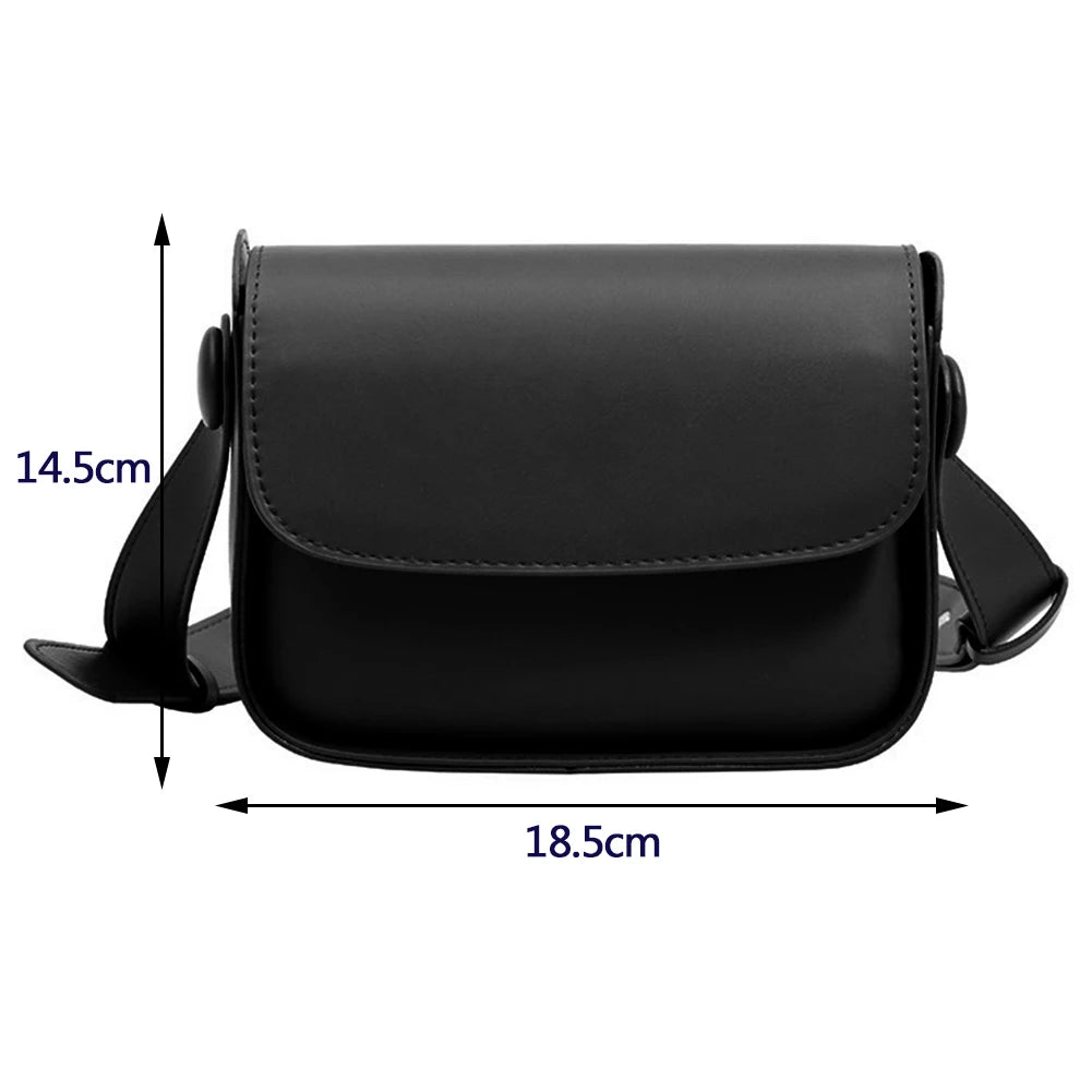 Small Leather Crossbody Bag for Women Solid Flap Pocket Satchel