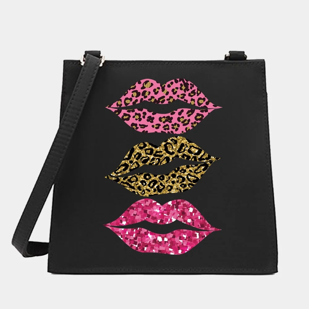 Women Shoulder Crossbody Small Square Bags Mouth Pattern Tote Bag