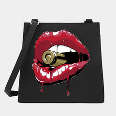 Women Shoulder Crossbody Small Square Bags Mouth Pattern Tote Bag