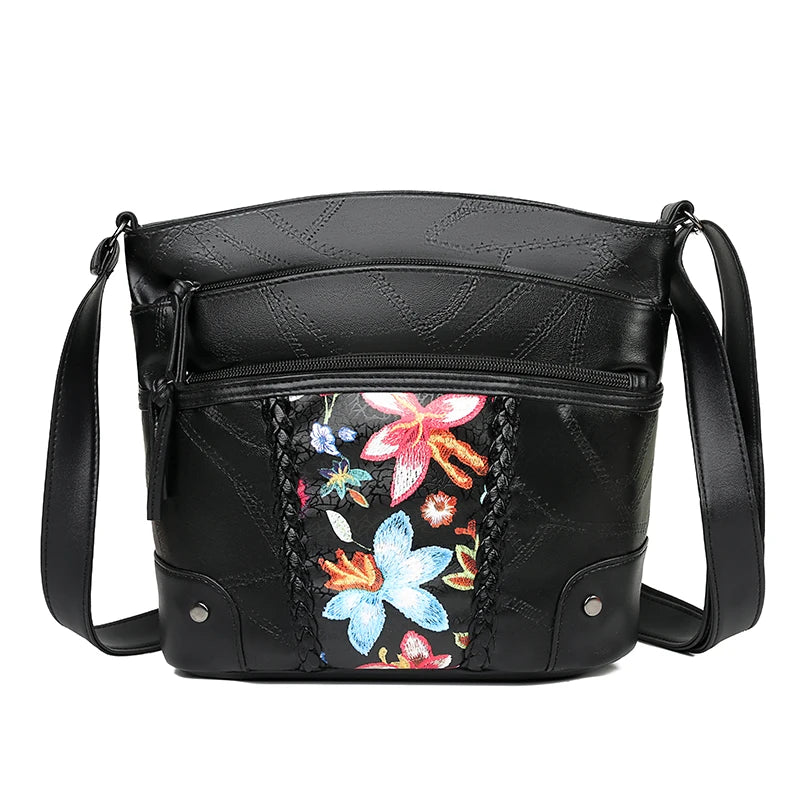 Women Shoulder Flower Bags Crossbody Handbag Soft Leather Bag
