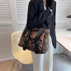 Women Shoulder Handbag Cotton Padded Crossbody Waterproof Nylon Large Capacity