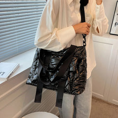 Women Shoulder Handbag Cotton Padded Crossbody Waterproof Nylon Large Capacity