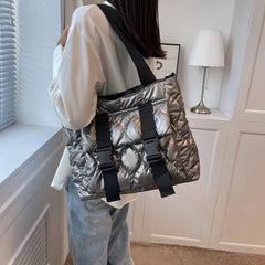 Women Shoulder Handbag Cotton Padded Crossbody Waterproof Nylon Large Capacity