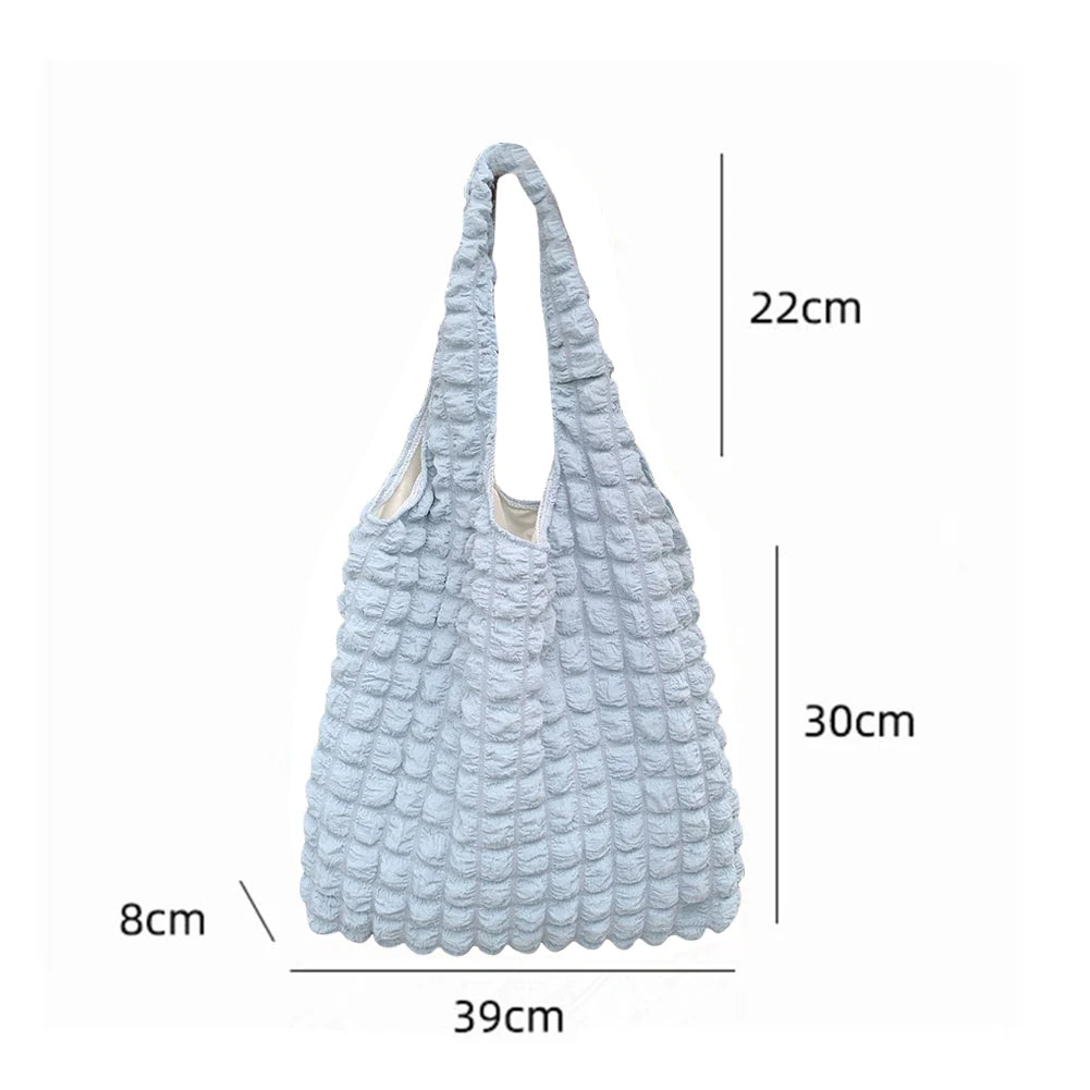 Women Shoulder Handbags Pleated Top-handle Bag Large Capacity Shoulder Tote Clou