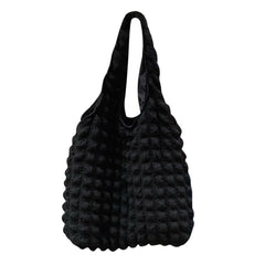 Women Shoulder Handbags Pleated Top-handle Bag Large Capacity Shoulder Tote Clou