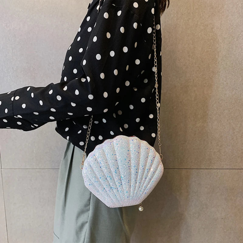 Sequins Shell Bag Chain Crossbody for Women