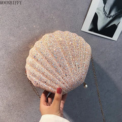Sequins Shell Bag Chain Crossbody for Women