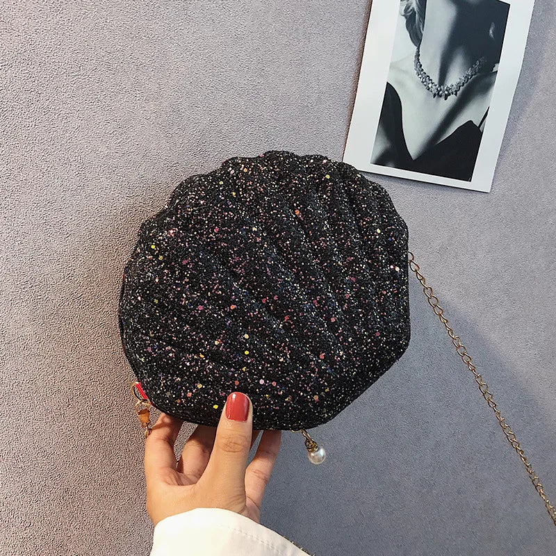 Sequins Shell Bag Chain Crossbody for Women