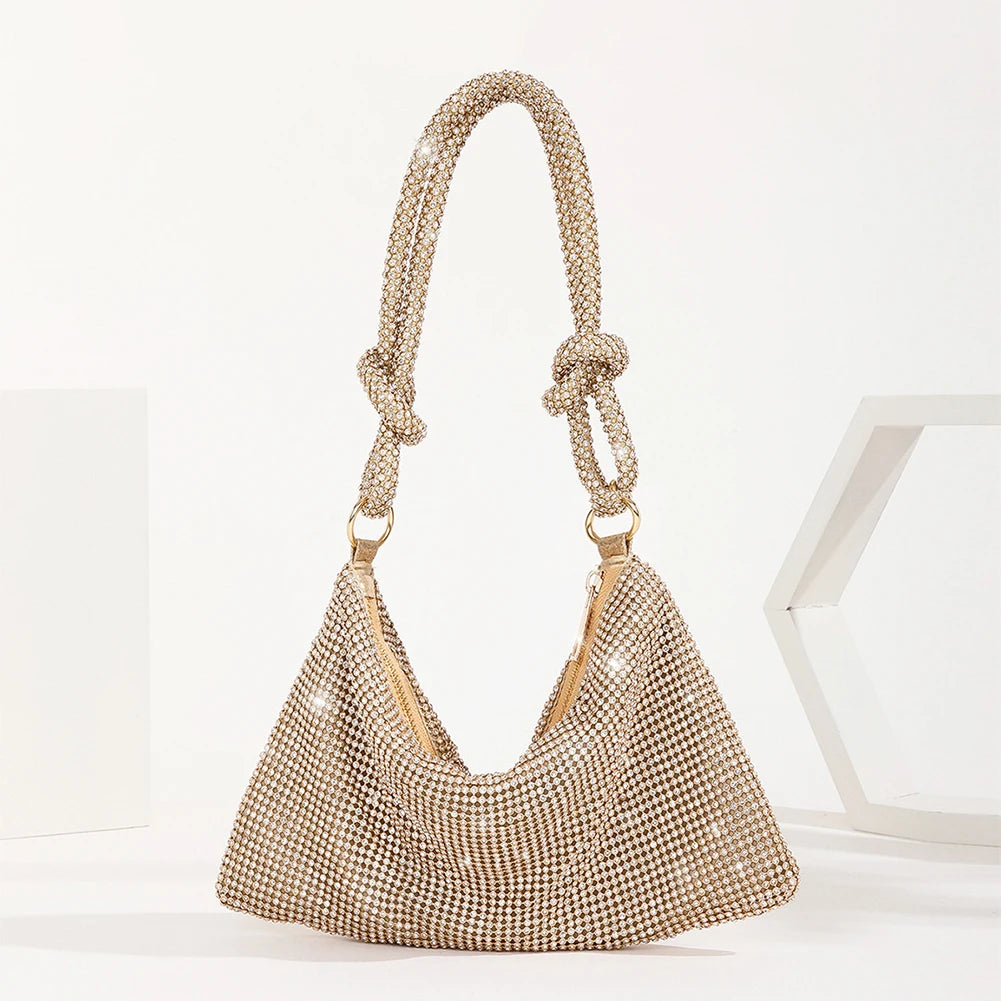 Silver Crystal Evening Clutch Bag Wedding Party Purses Shoulder Bags