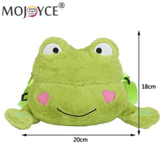 Frog Plush Shoulder Sling Bag Soft Zipper Purse Girls Travel School Shopper