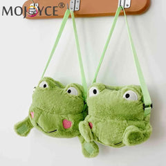 Frog Plush Shoulder Sling Bag Soft Zipper Purse Girls Travel School Shopper