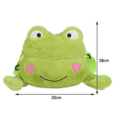 Frog Plush Shoulder Sling Bag Soft Zipper Purse Girls Travel School Shopper