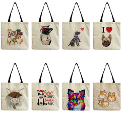Women Shoulder Shopper Bag Lady Tote Bag Cartoon Animal Print