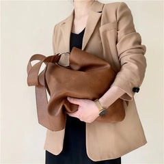 Soft PU Leather Women Shoulder Bag Casual Totes Lady Shopping Bag