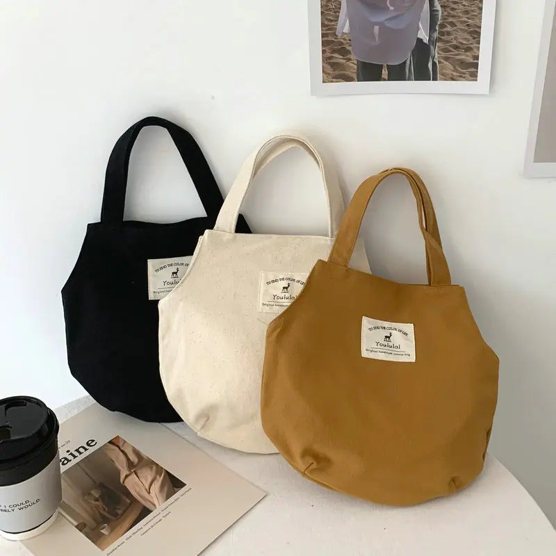 Women Canvas Tote Bag Female Ins Soft Cotton Cloth Purse Handbag