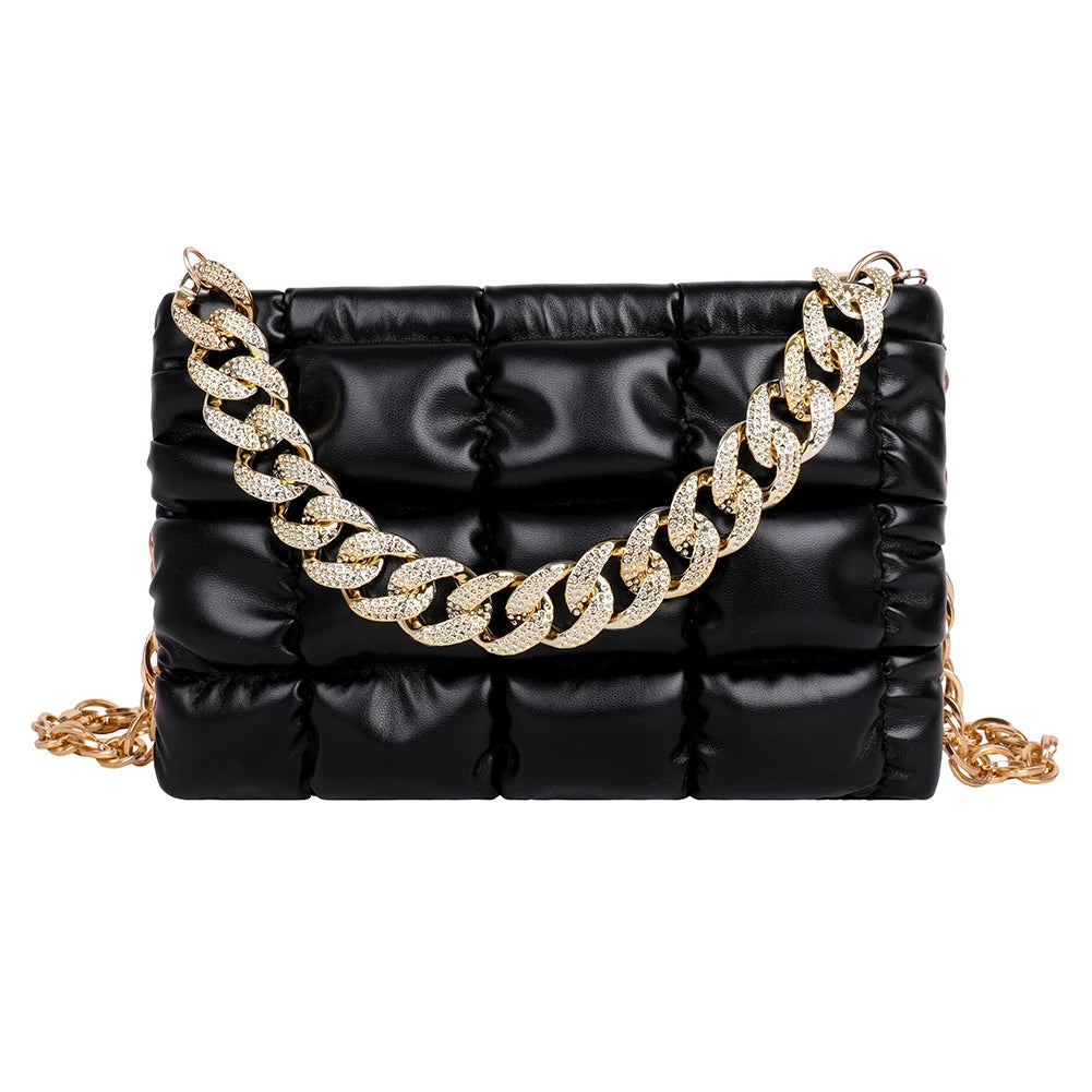 Women Chain Plaid Grid Shoulder Bag Casual Bags Daily