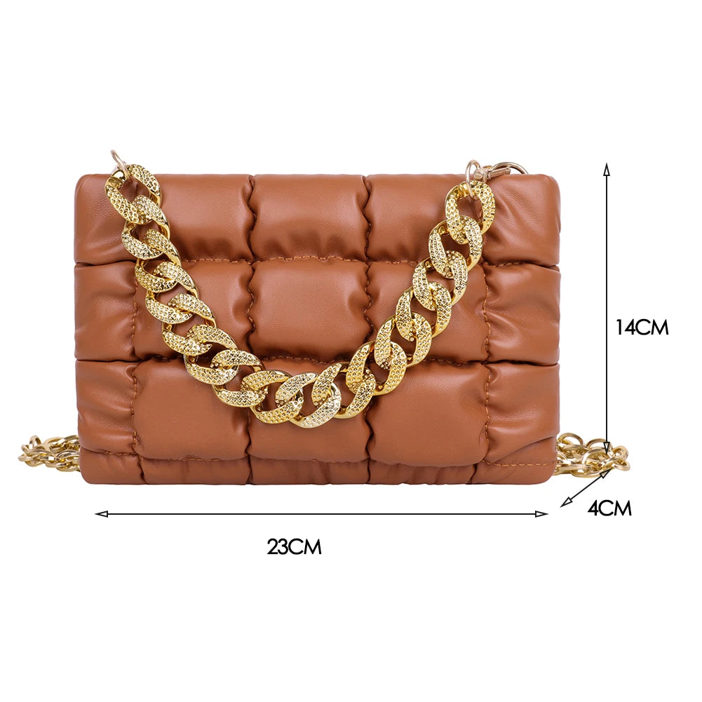 Women Chain Plaid Grid Shoulder Bag Casual Bags Daily