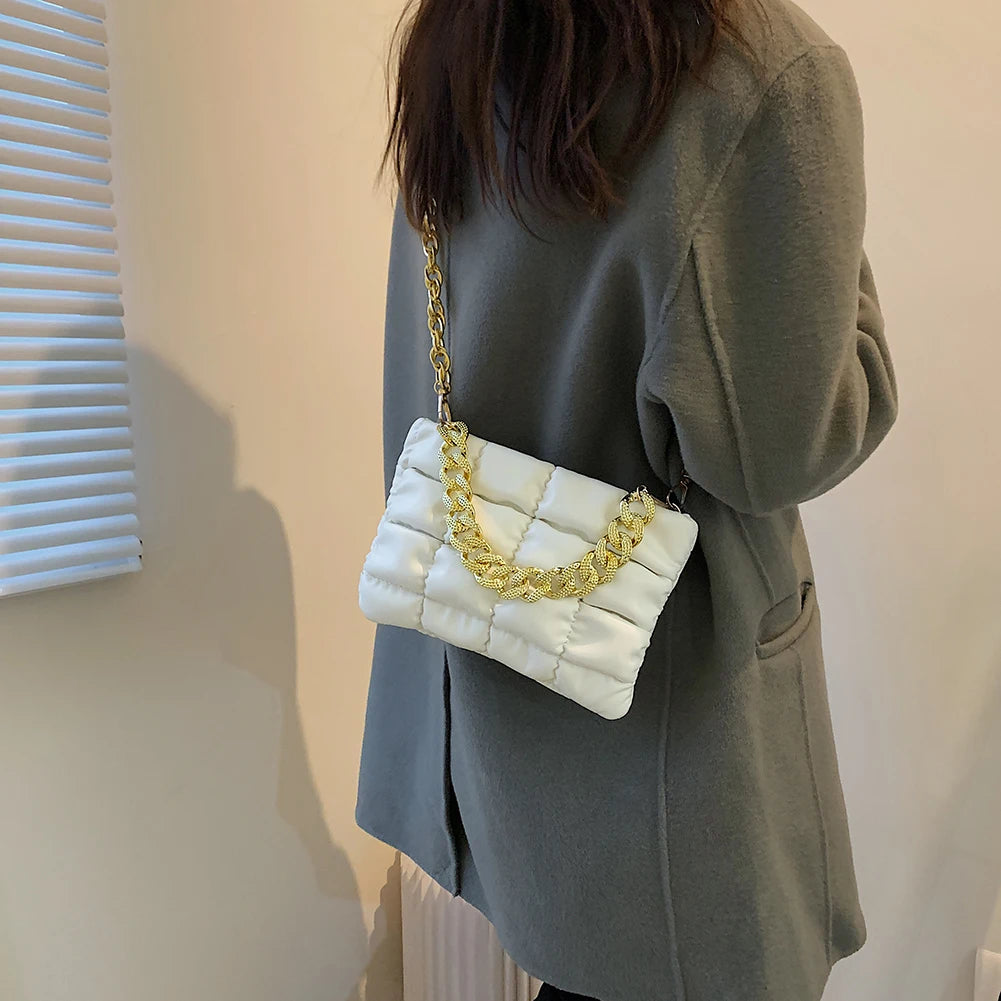 Women Chain Plaid Grid Shoulder Bag Casual Bags Daily