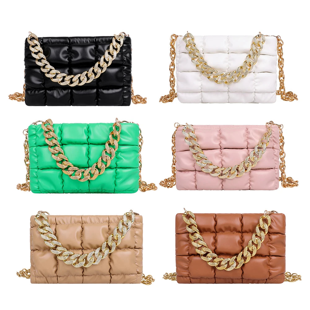 Women Chain Plaid Grid Shoulder Bag Casual Bags Daily