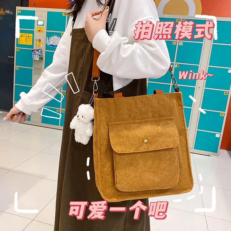 Sweet Print Canvas Crossbody Bag Girls Shoulder Pouch