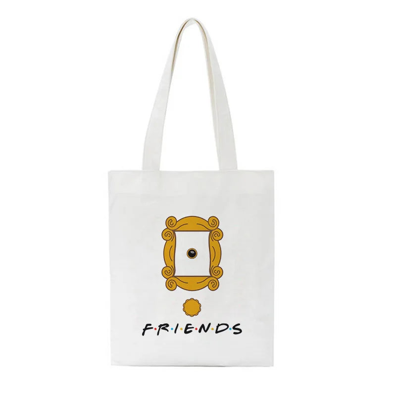 Women Letter Tv Cotton Canvas Shopper Bag Girl Harajuku 90s Y2K Classic Vintage