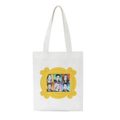 Women Letter Tv Cotton Canvas Shopper Bag Girl Harajuku 90s Y2K Classic Vintage