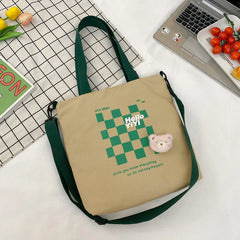 Women Large Capacity Crossbody Bag Sweet Printed Canvas Diagonal School Bags