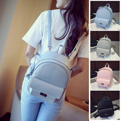 Small Solid Backpacks PU Leather for Teenage Girls Waterproof