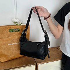 Women Single Shoulder Bag Solid Soft PU Leather Female Underarm Bag