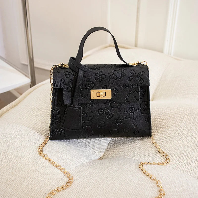 Women Slim Chain Leather Crossbody Bags Casual Solid Shoulder Bags