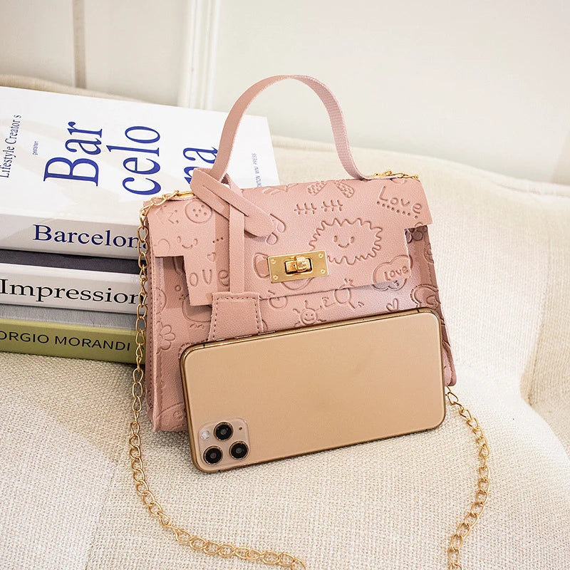 Women Slim Chain Leather Crossbody Bags Casual Solid Shoulder Bags